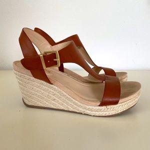Kenneth Cole Reaction, Card Espadrille Wedge, 8M, Tan